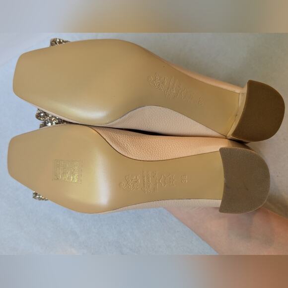 NWOT Bells & Becks The Sofia Square Toe Pump Blush Glitter Heels Sz 36 US 6 - Picture 7 of 8